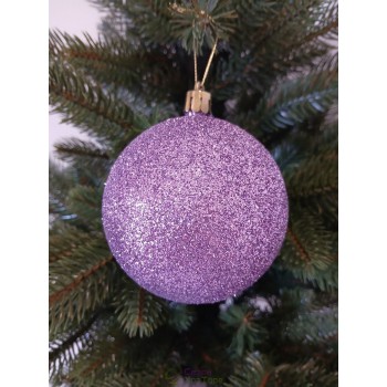 Новогодний шар "Блестки" Ø80мм фиолетовый, цена за набор 4шт